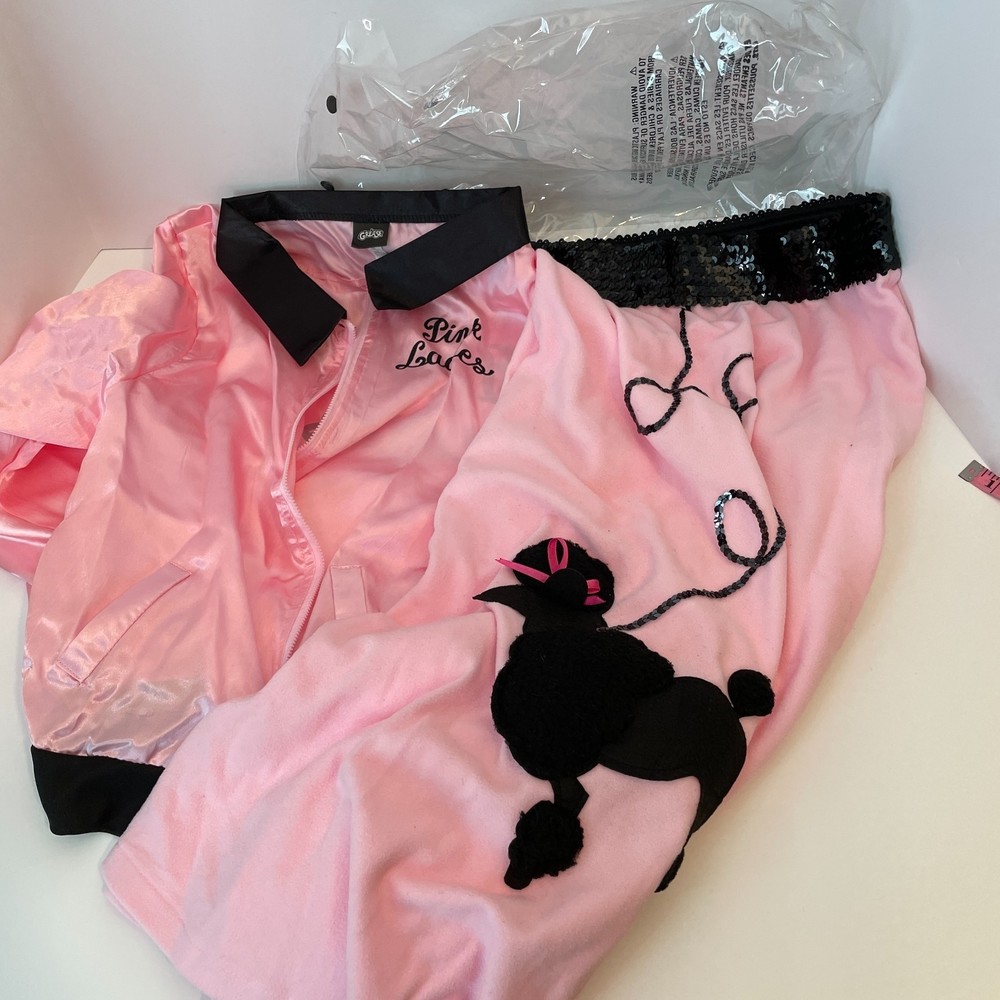Grease Pink Ladies Halloween Costume Jacket and Poodle Skirt Standard Size